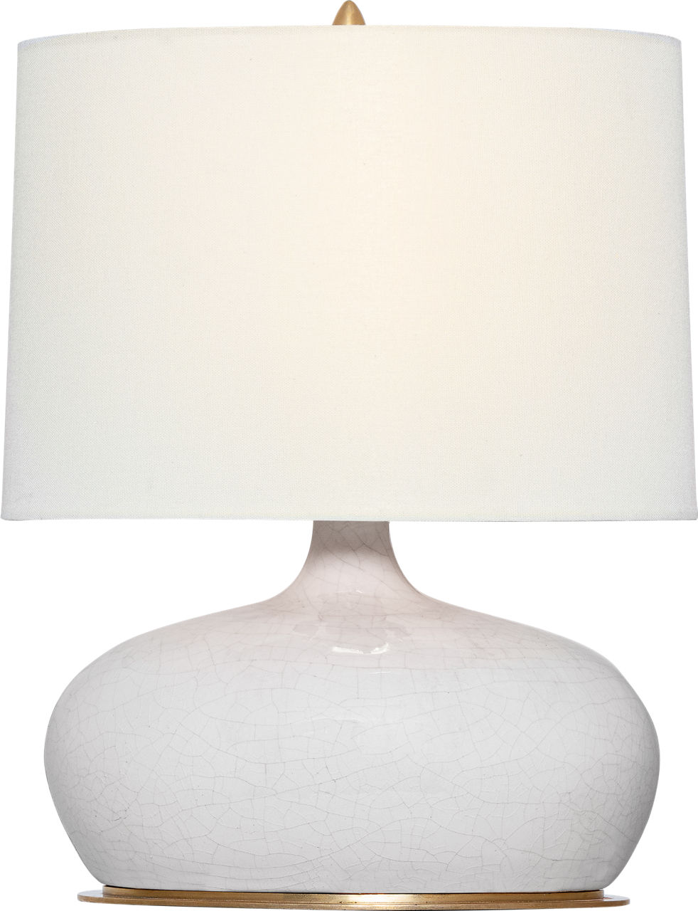 Olinda 17" Low Table Lamp in Crackled Ivory with Linen Shade