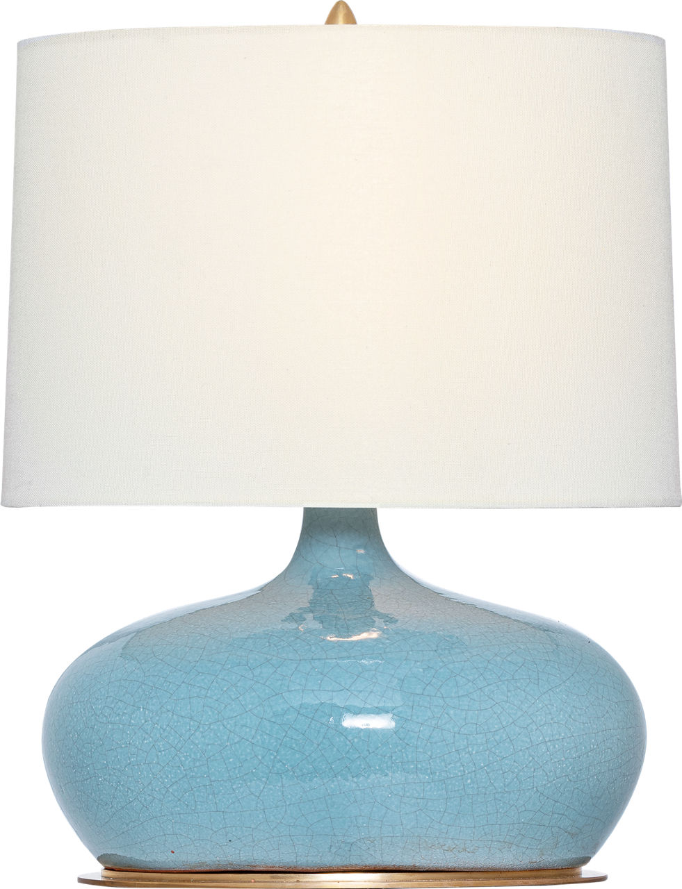 Olinda 17" Low Table Lamp in Crackled Robin with Linen Shade