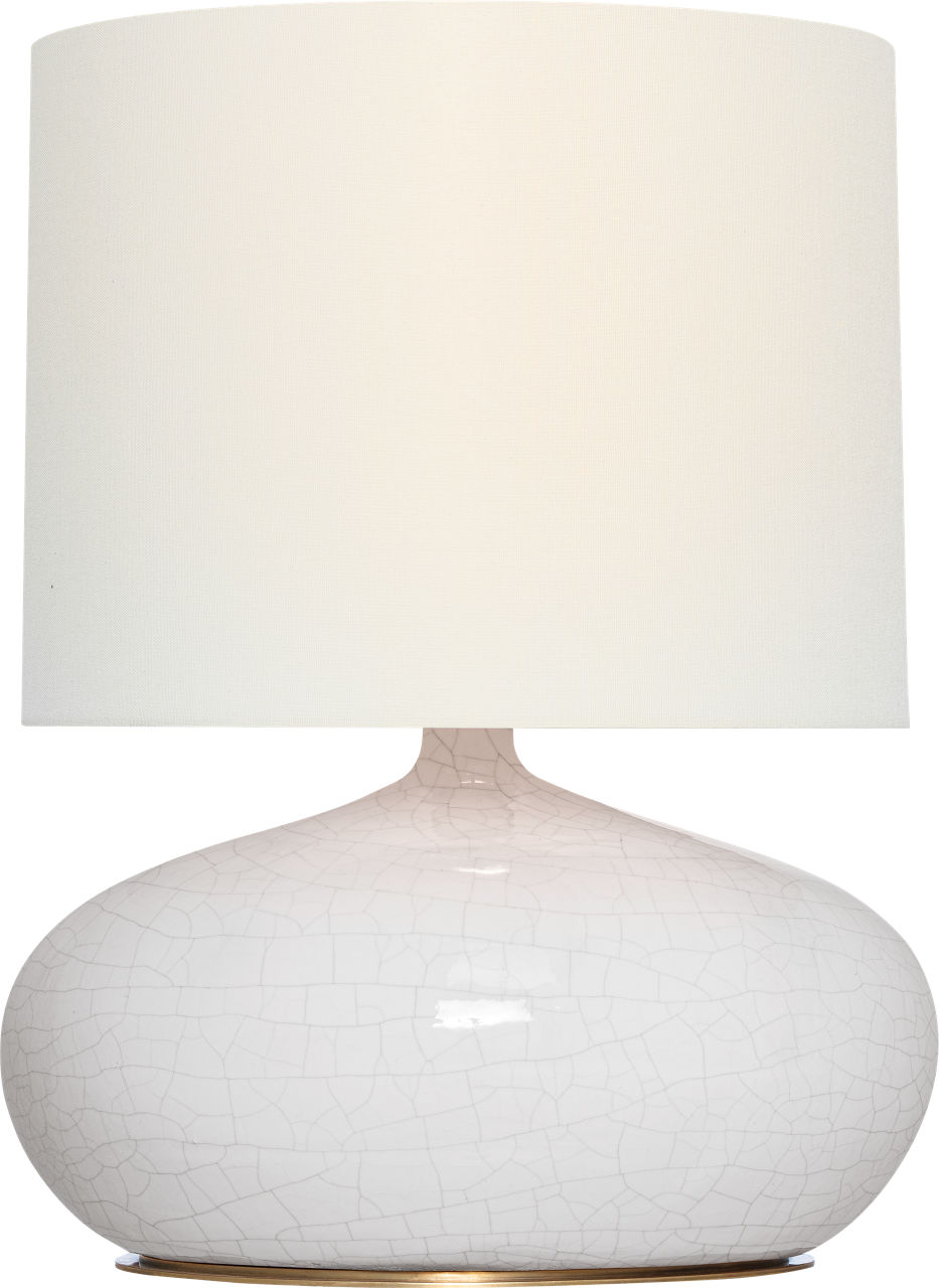Olinda 24" Low Table Lamp in Crackled Ivory with Linen Shade