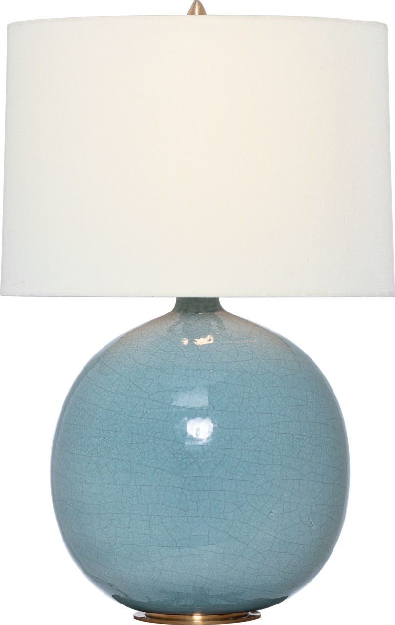 Sao Paulo 21" Table Lamp in Crackled Robin with Linen Shade
