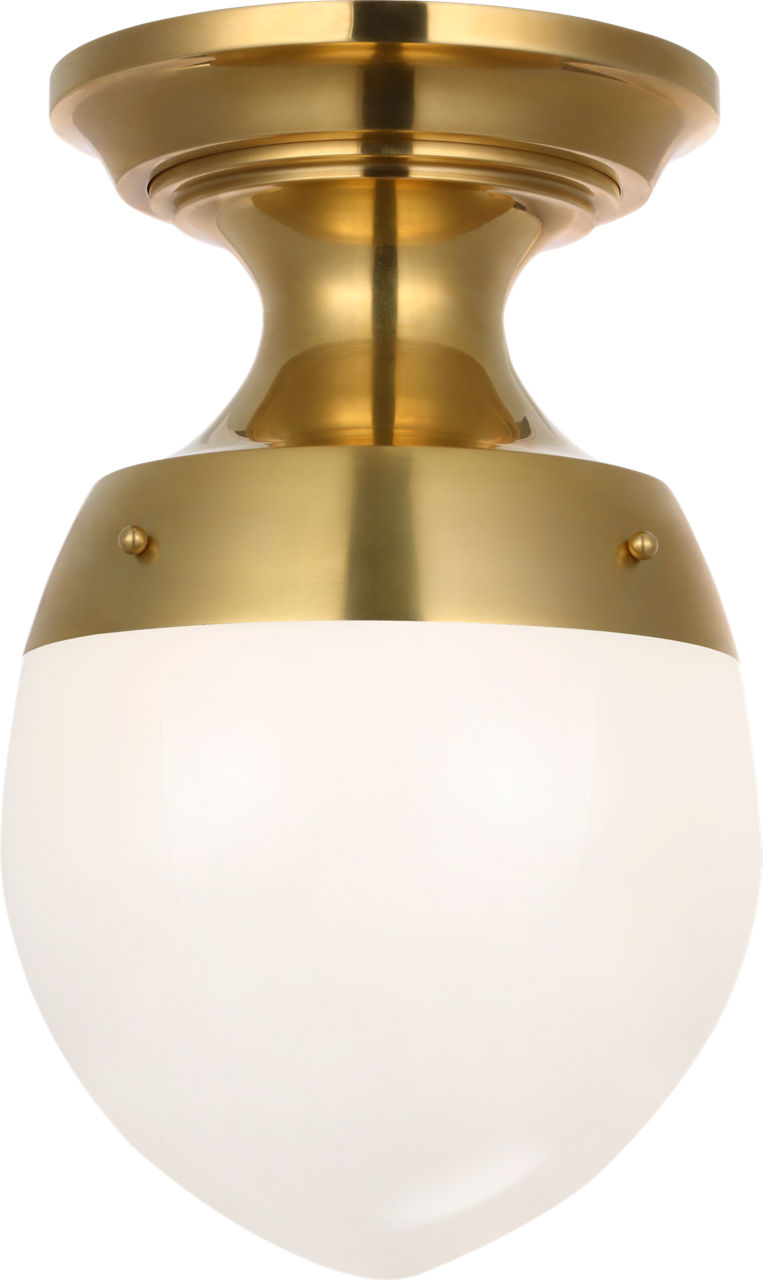Jacob 8" Flush Mount in Hand-Rubbed Antique Brass with White Glass