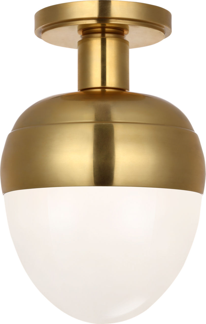 Forster 8" Flush Mount in Hand-Rubbed Antique Brass with White Glass