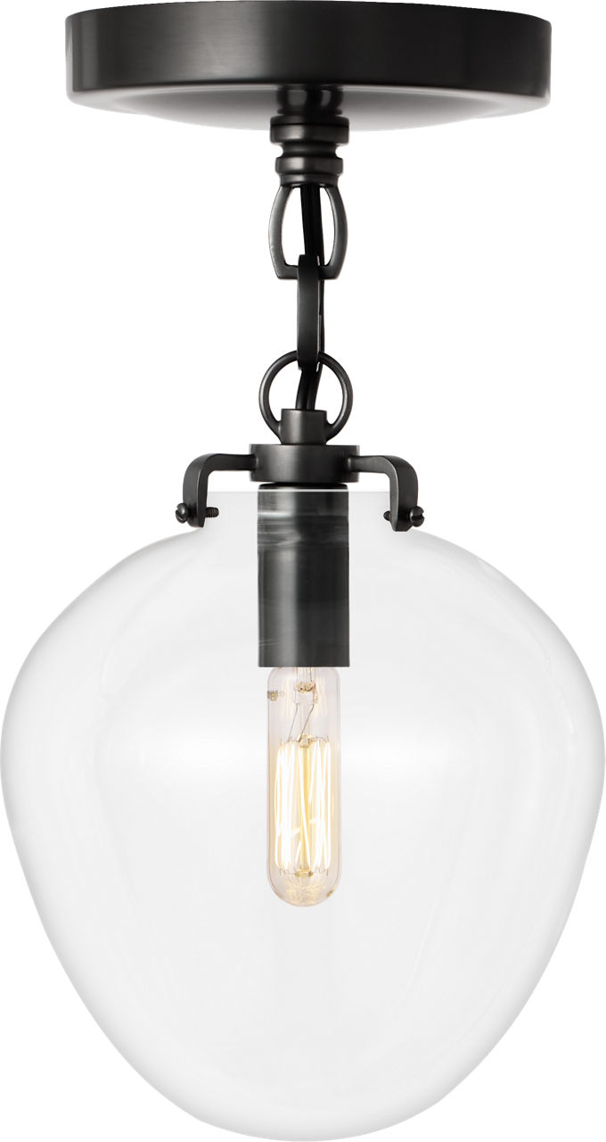 Katie Small Acorn Semi-Flush Mount in Bronze with Clear Glass