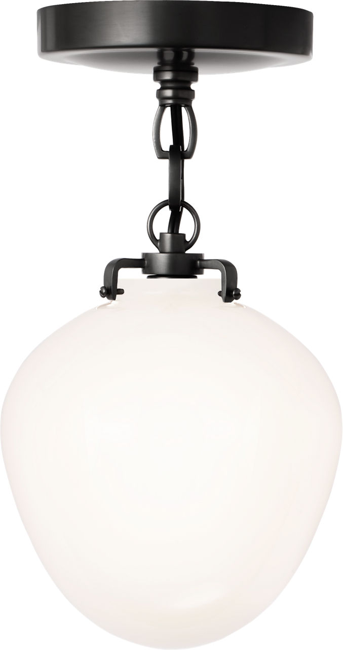 Katie Small Acorn Semi-Flush Mount in Bronze with White Glass