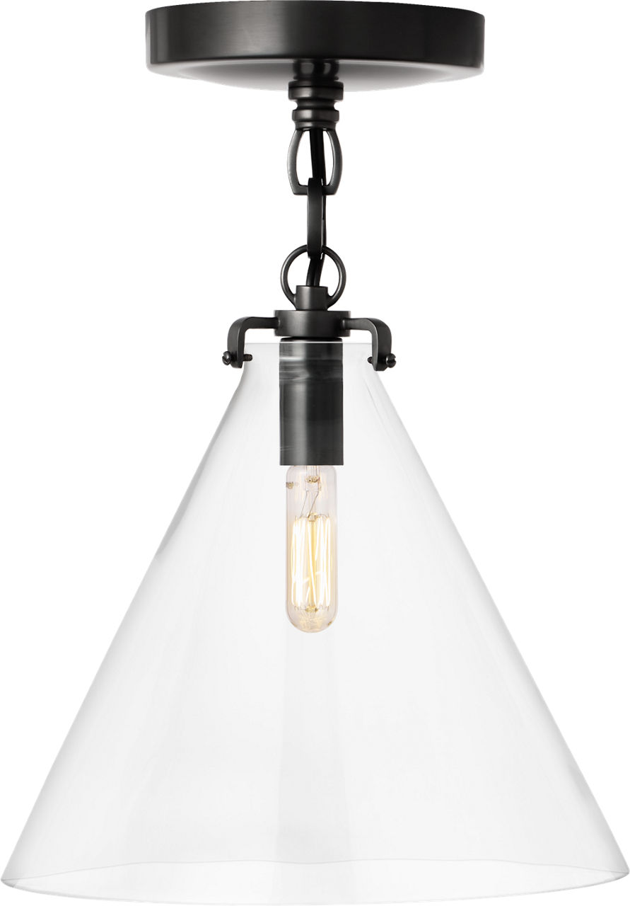 Katie Small Conical Semi-Flush Mount in Bronze with Clear Glass