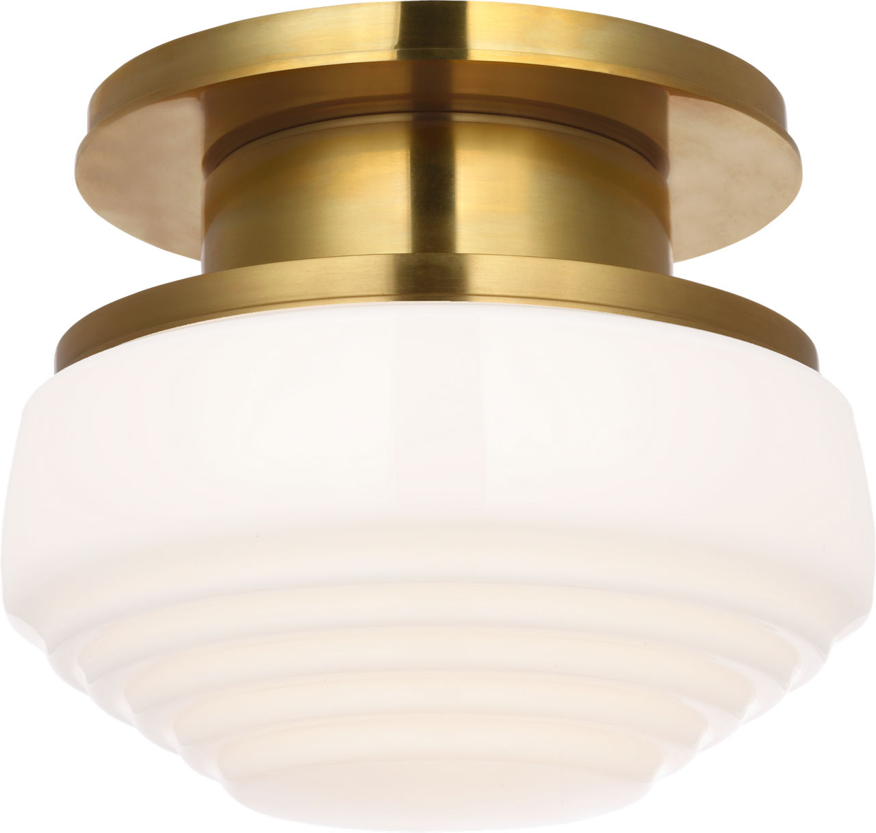 Rally 9" Flush Mount in Hand-Rubbed Antique Brass with White Glass