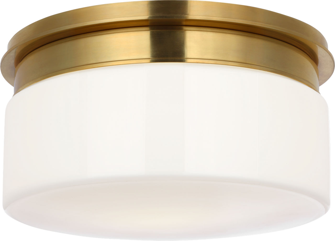 Maritime 11" Flush Mount in Hand-Rubbed Antique Brass with White Glass