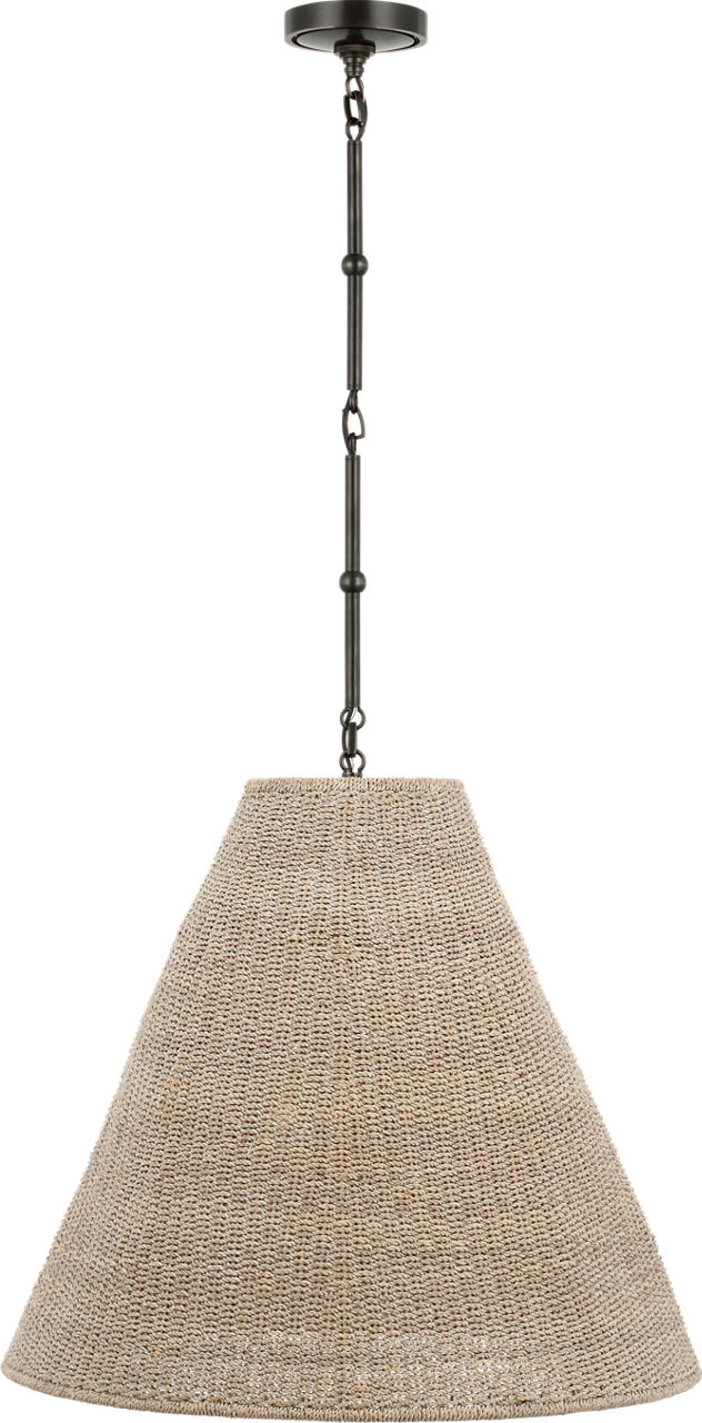 Goodman Large Hanging Lamp in Bronze with Ash Shade