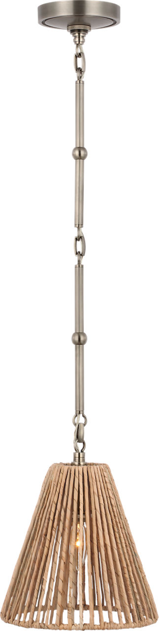 Goodman Petite Hanging Shade in Antique Nickel with Natural Abaca Shade
