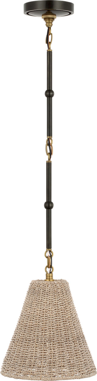 Goodman Petite Hanging Shade in Bronze and Hand-Rubbed Antique Brass with Ash Shade