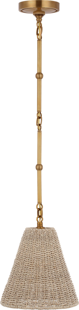 Goodman Petite Hanging Shade in Hand-Rubbed Antique Brass with Ash Shade