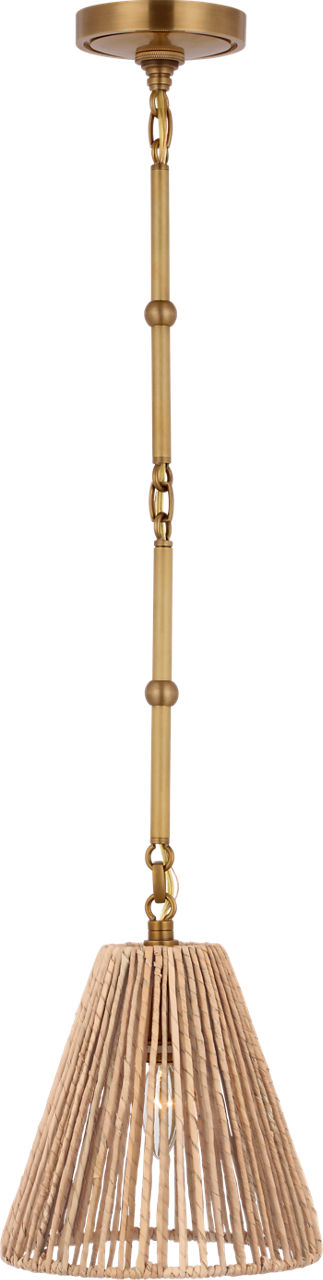 Goodman Petite Hanging Shade in Hand-Rubbed Antique Brass with Natural Abaca Shade