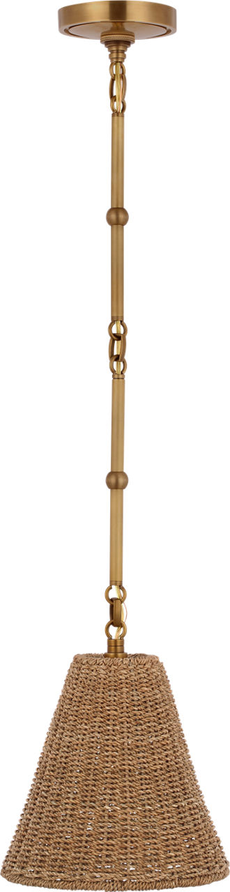 Goodman Petite Hanging Shade in Hand-Rubbed Antique Brass with Toast Shade