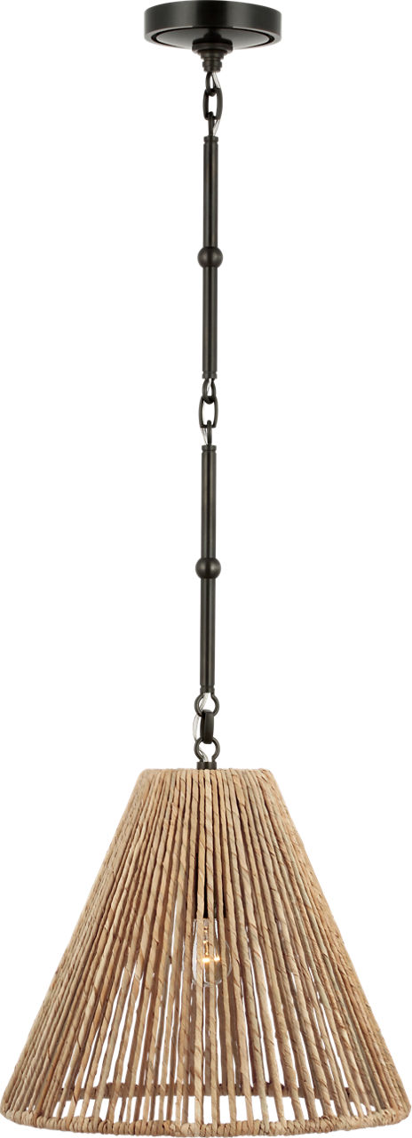 Goodman Small Hanging Light in Bronze with Natural Abaca Shade