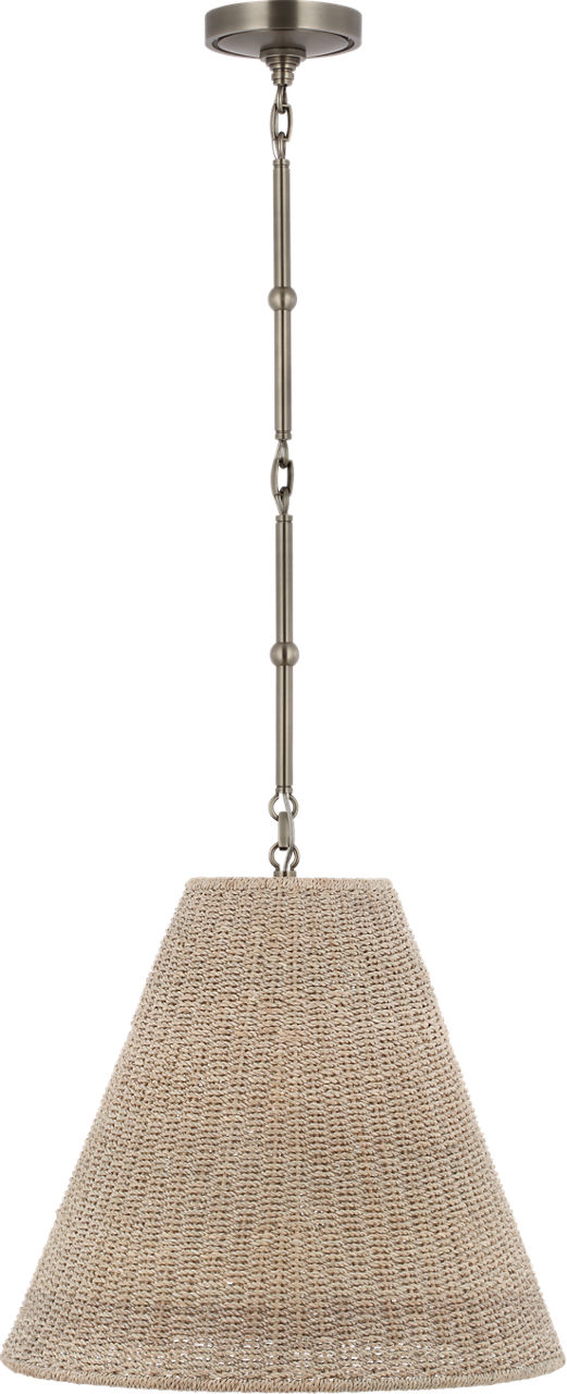 Goodman Medium Hanging Light in Antique Nickel with Ash Shade