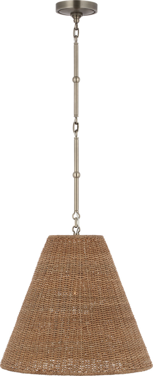 Goodman Medium Hanging Light in Antique Nickel with Toast Shade