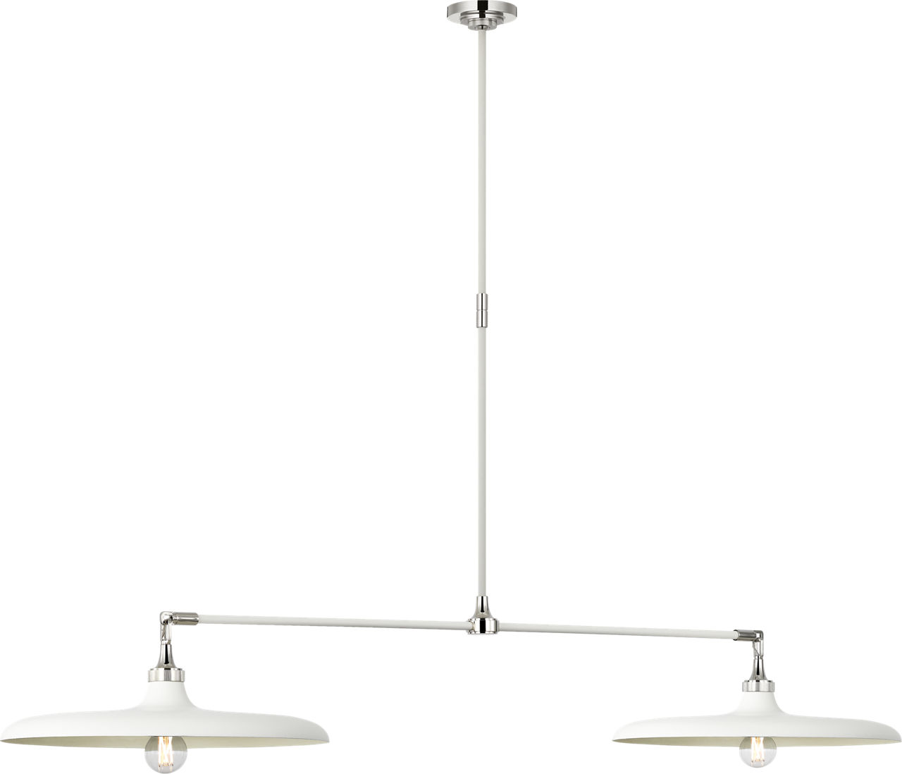 Piatto 63" Linear Pendant in Polished Nickel and Plaster White with Plaster White Shade