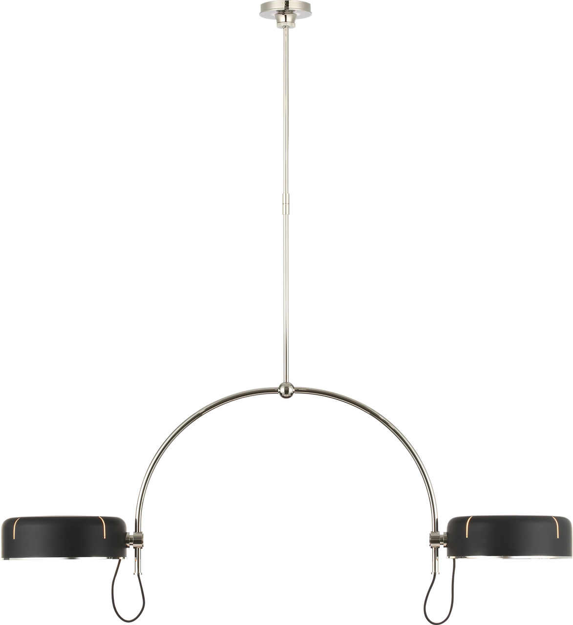 Oso 54" Linear Arched Pendant in Polished Nickel with Matte Black Shade