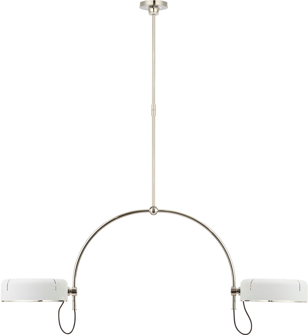 Oso 54" Linear Arched Pendant in Polished Nickel with Matte White Shade