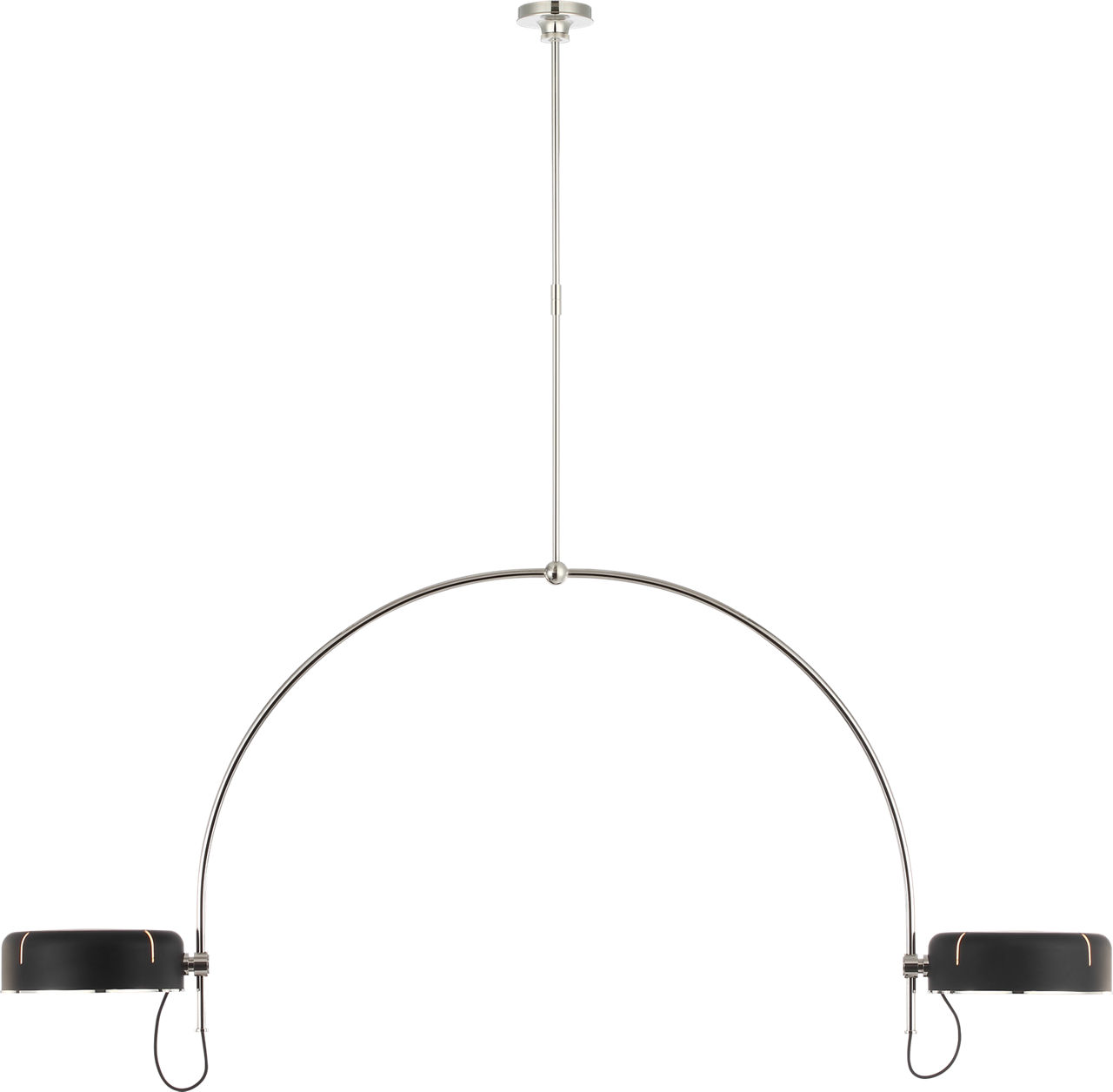 Oso 72" Linear Arched Pendant in Polished Nickel with Matte Black Shade