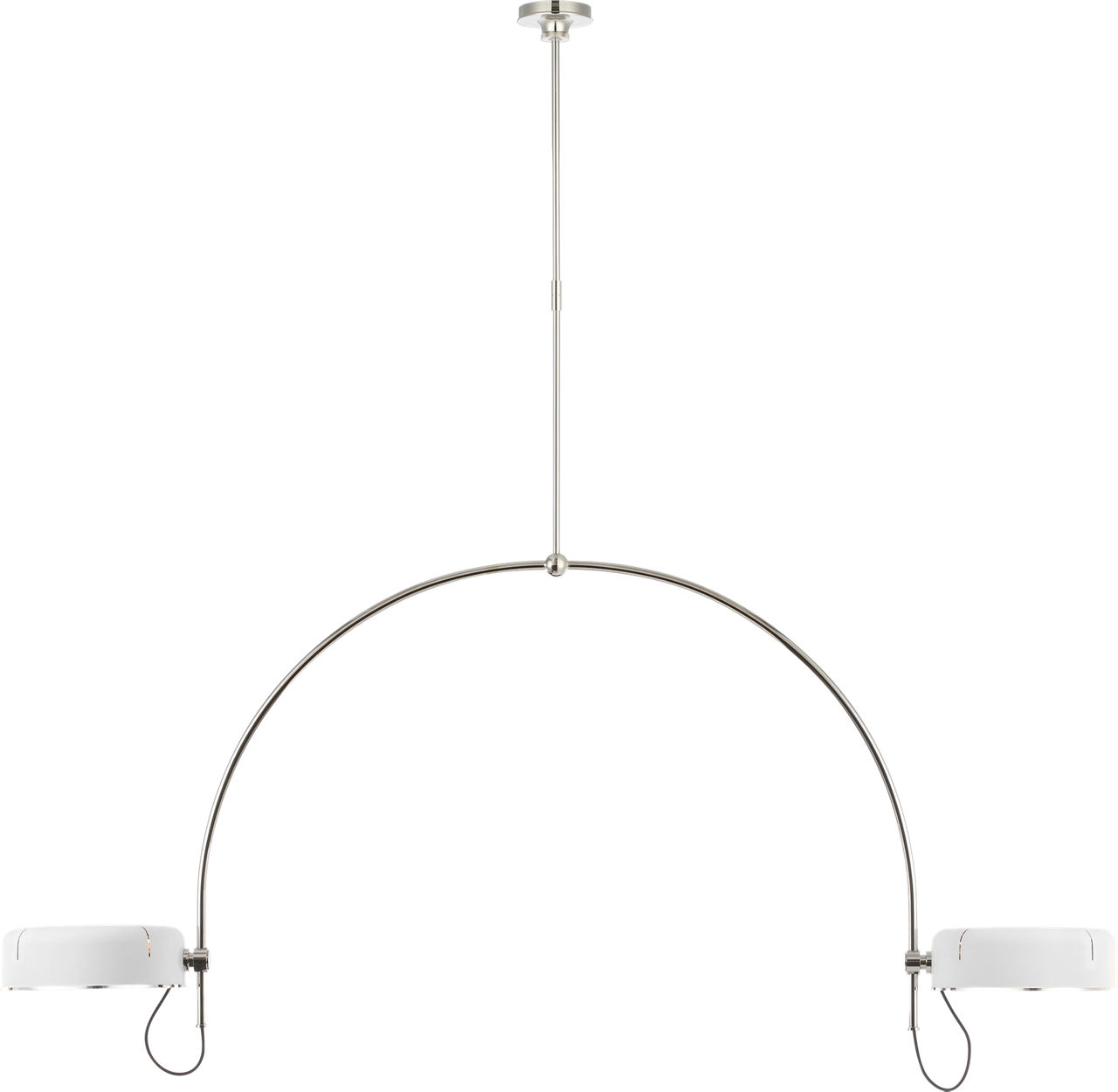 Oso 72" Linear Arched Pendant in Polished Nickel with Matte White Shade