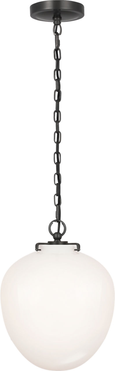 Katie Acorn Pendant in Bronze with White Glass