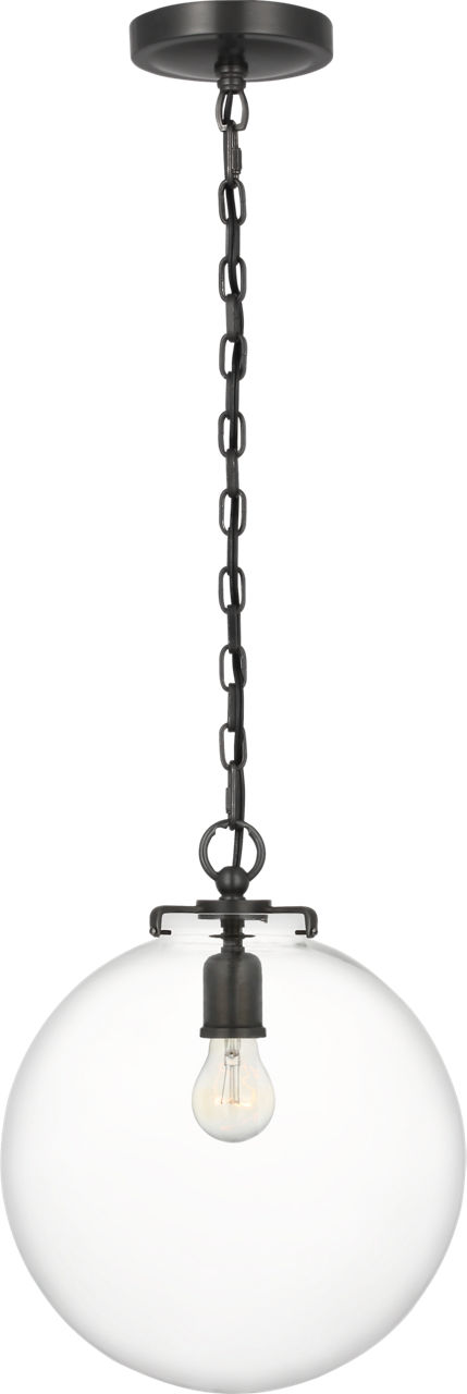 Katie Globe Pendant in Bronze with Clear Glass