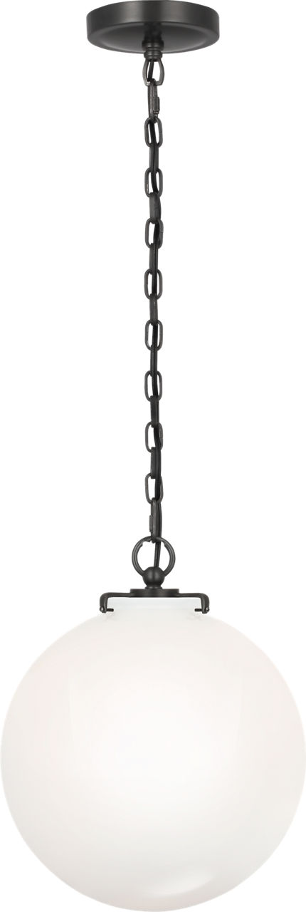 Katie Globe Pendant in Bronze with White Glass