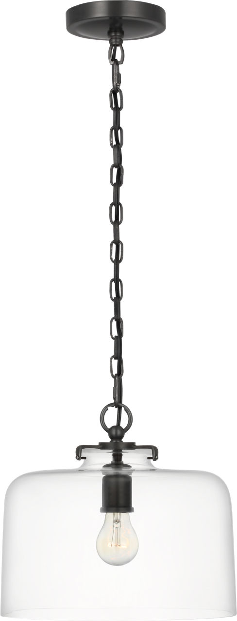 Katie Dome Pendant in Bronze with Clear Glass