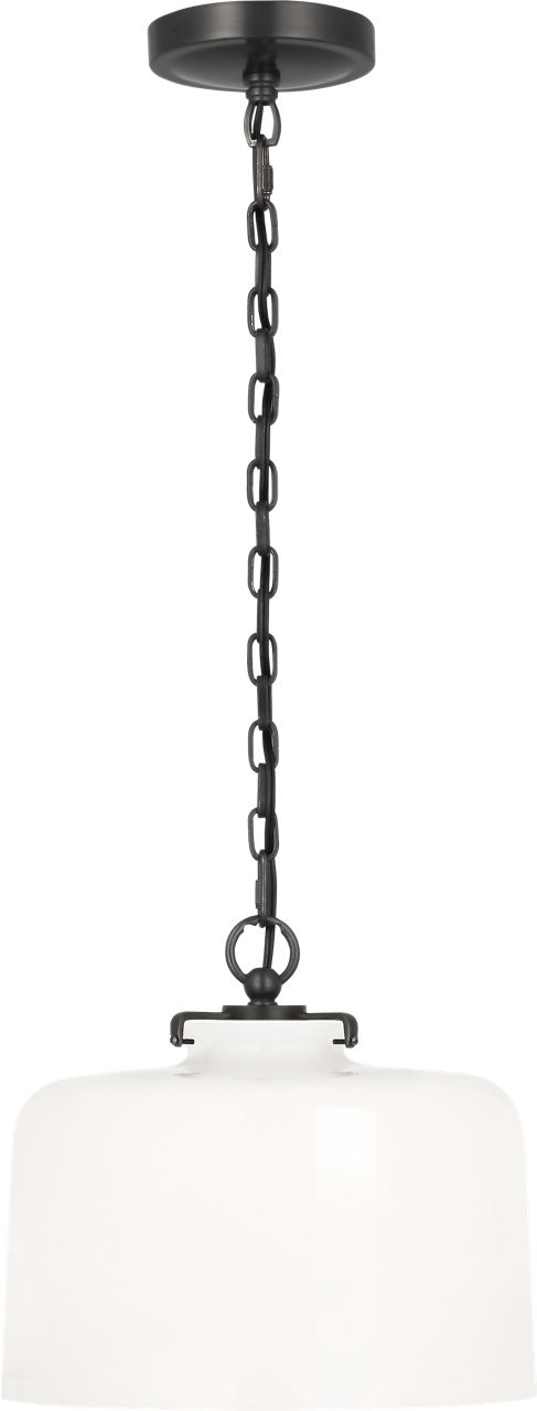 Katie Dome Pendant in Bronze with White Glass