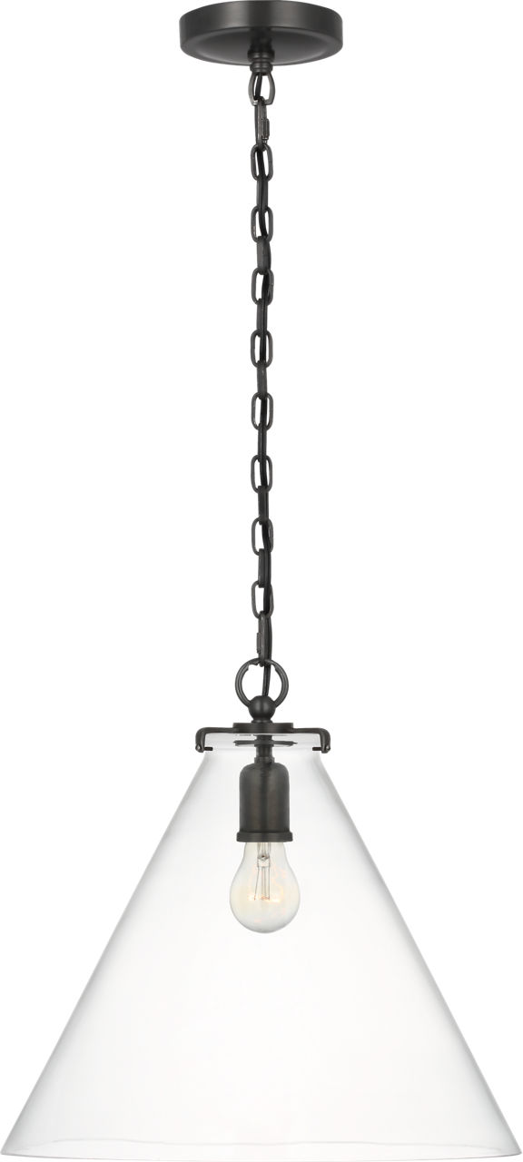 Katie Conical Pendant in Bronze with Clear Glass