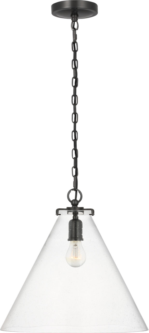 Katie Conical Pendant in Bronze with Seeded Glass