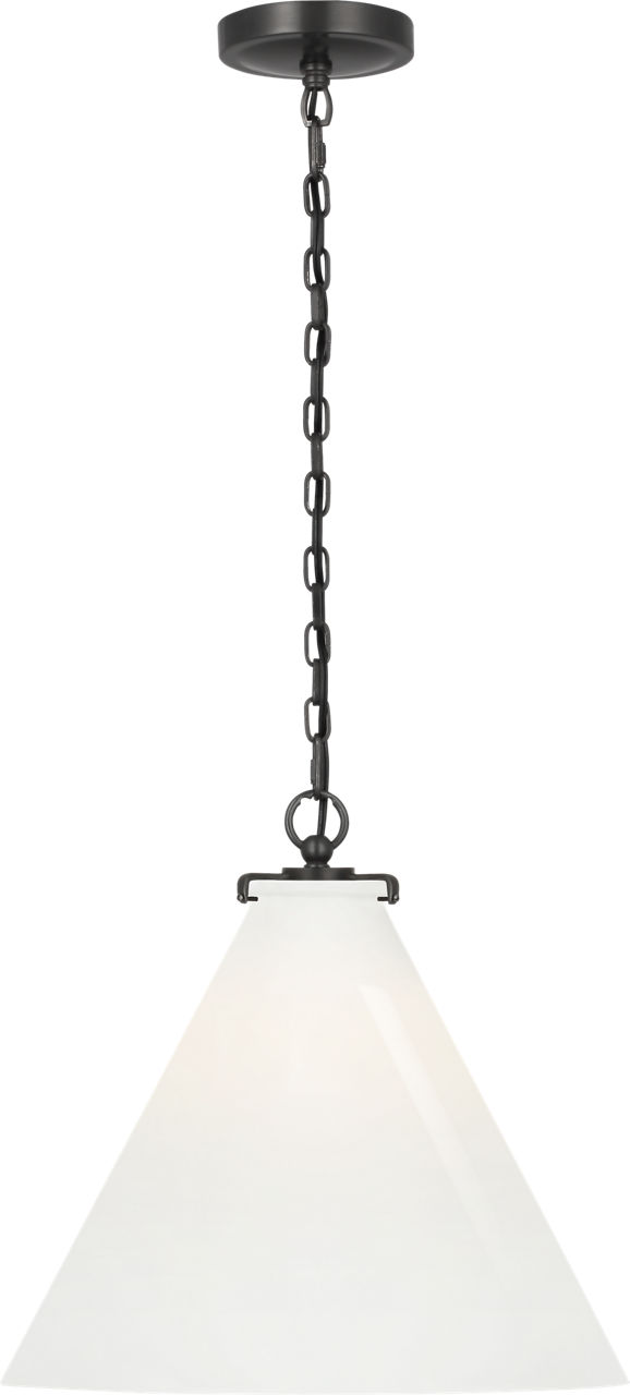 Katie Conical Pendant in Bronze with White Glass