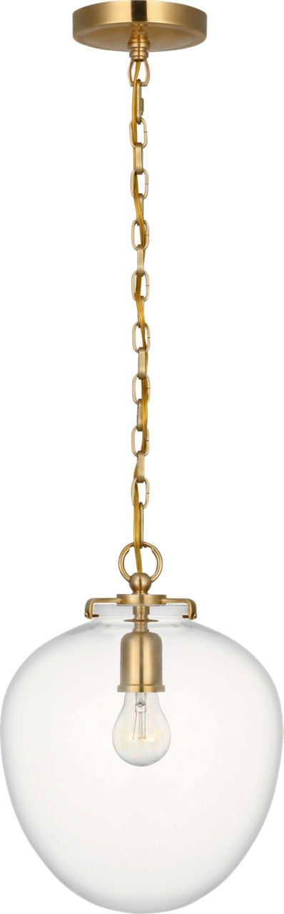 Katie Acorn Pendant in Hand-Rubbed Antique Brass with Clear Glass