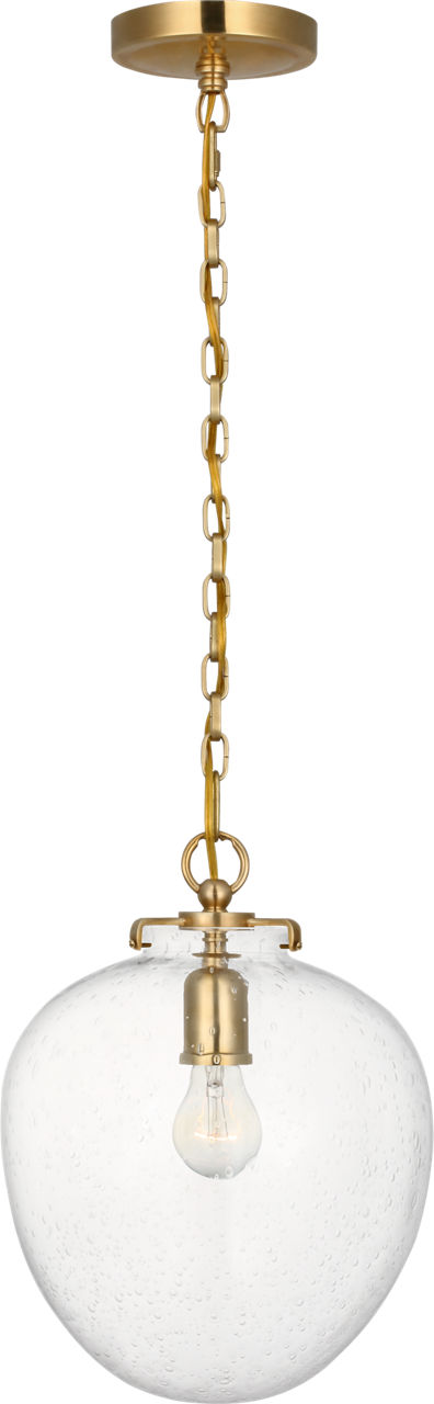 Katie Acorn Pendant in Hand-Rubbed Antique Brass with Seeded Glass