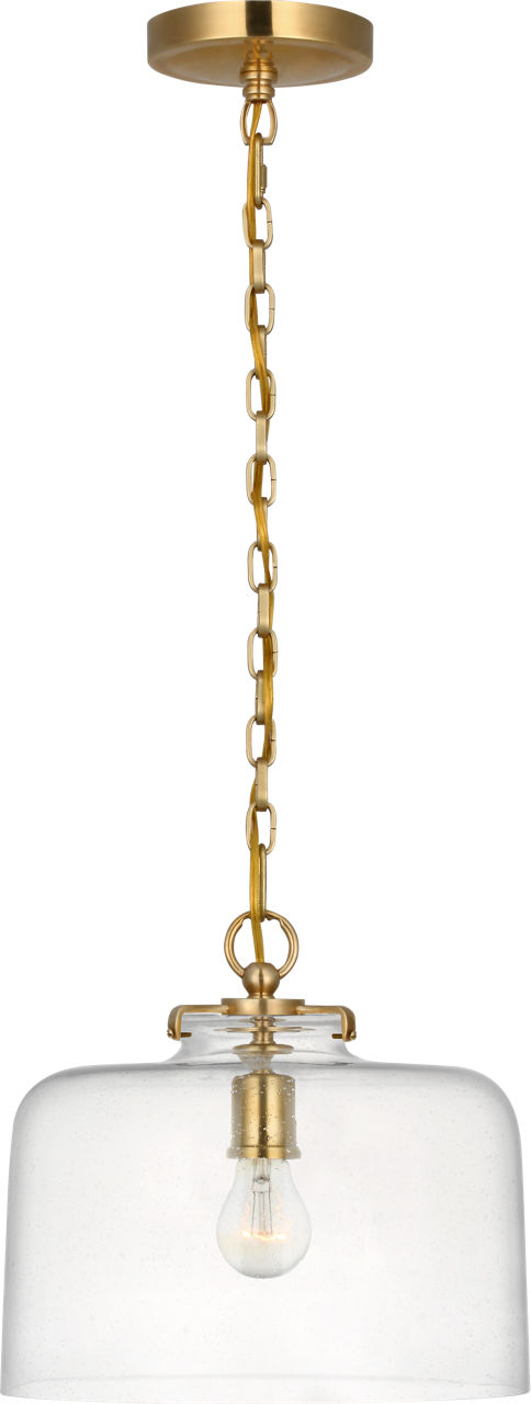 Katie Dome Pendant in Hand-Rubbed Antique Brass with Seeded Glass