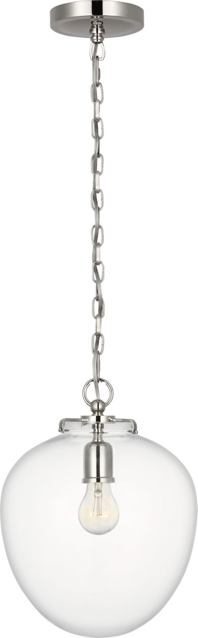 Katie Acorn Pendant in Polished Nickel with Clear Glass