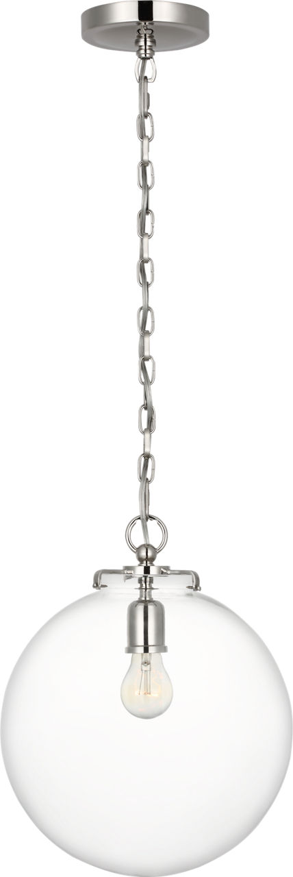 Katie Globe Pendant in Polished Nickel with Clear Glass
