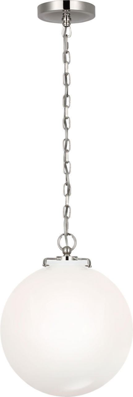 Katie Globe Pendant in Polished Nickel with White Glass