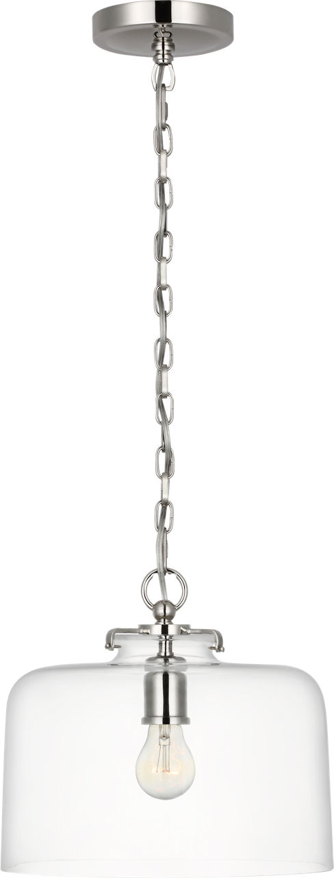 Katie Dome Pendant in Polished Nickel with Clear Glass