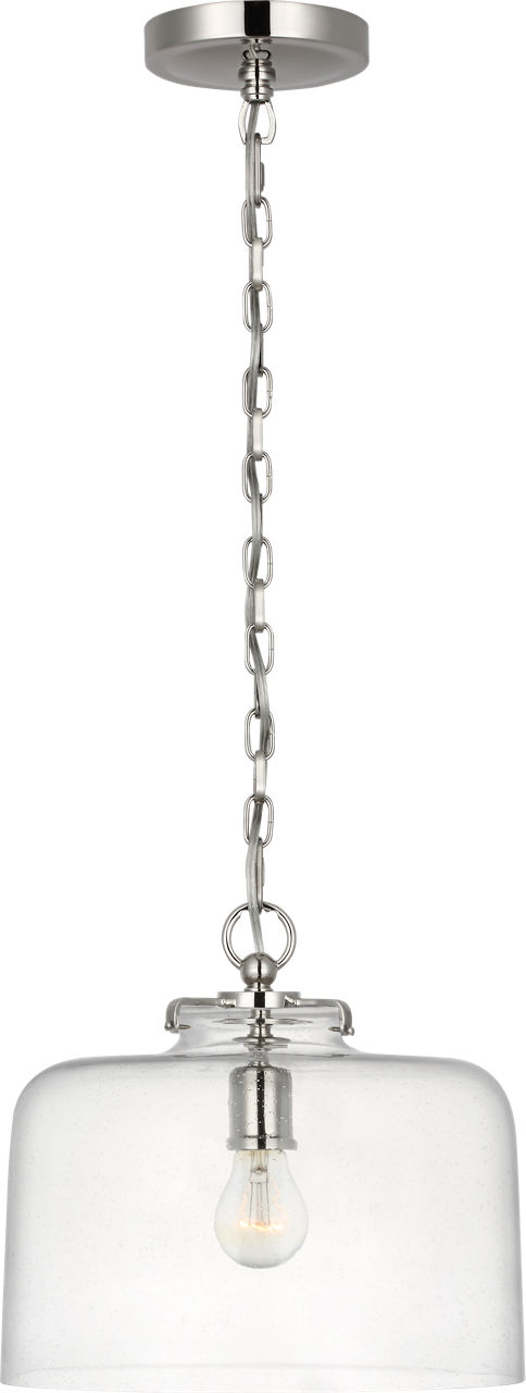 Katie Dome Pendant in Polished Nickel with Seeded Glass