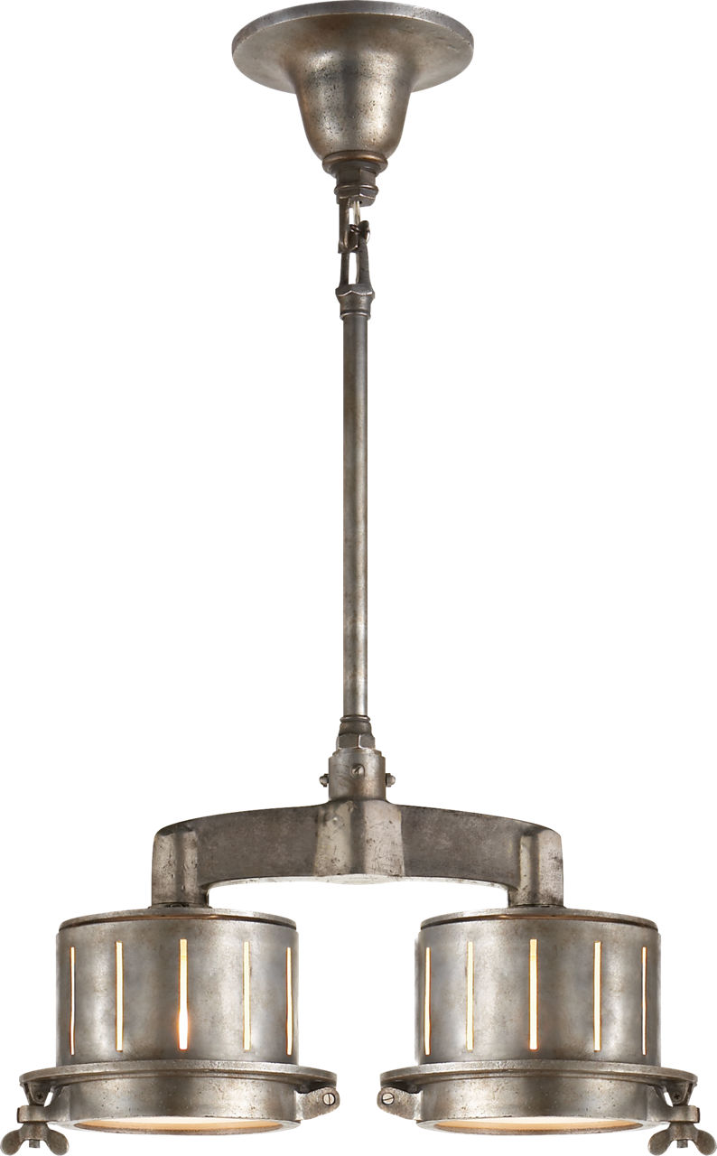 Knockout Double Bar Light in Weathered Aluminum