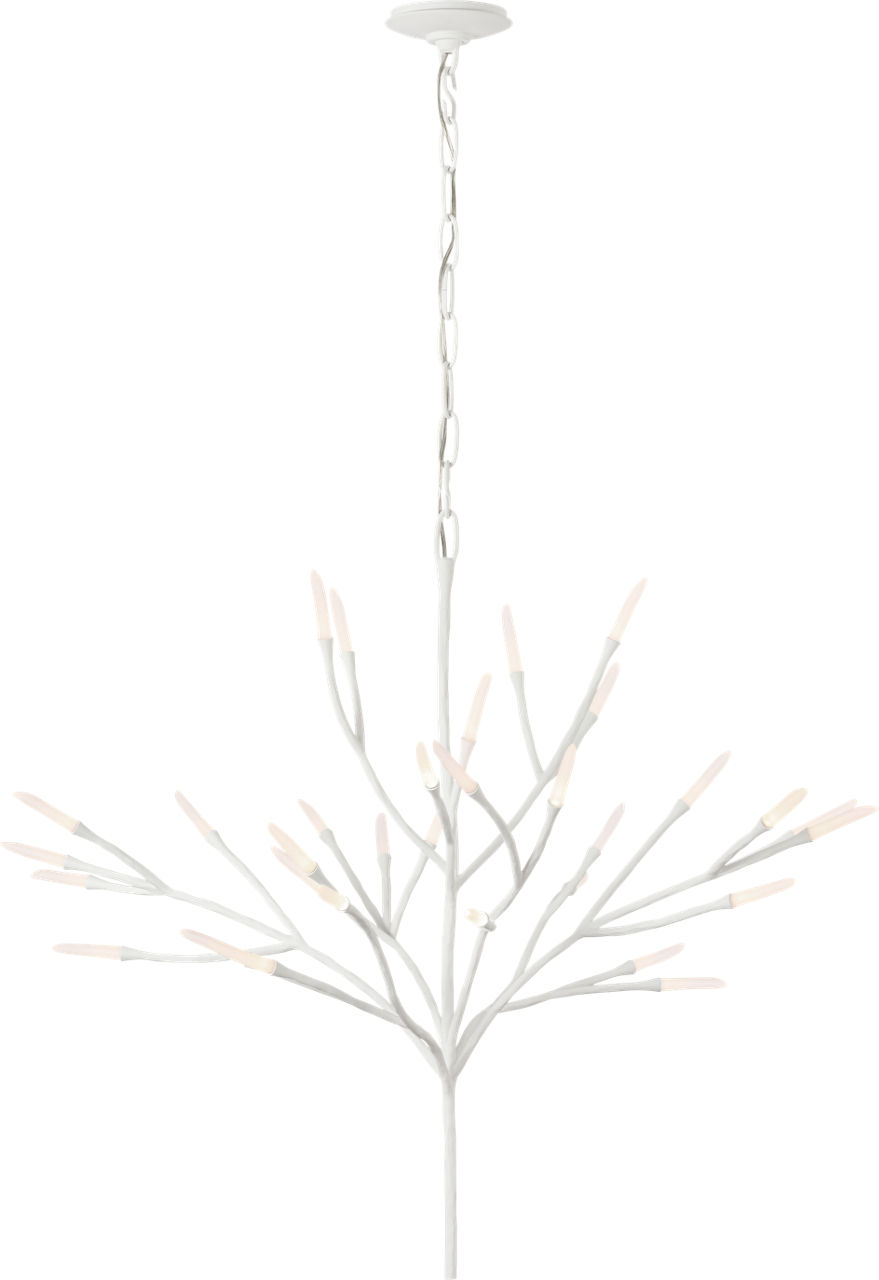 Tirucalli 39" Sculpted Chandelier in Plaster White with Etched Crystal