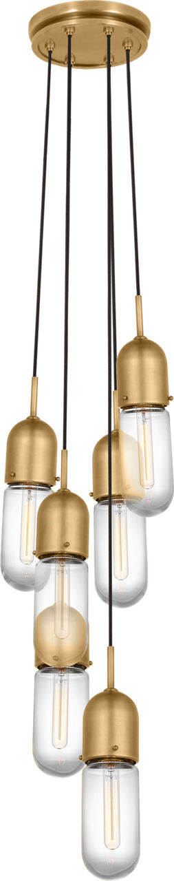 Junio 8-Light Pendant in Hand-Rubbed Antique Brass with Clear Glass