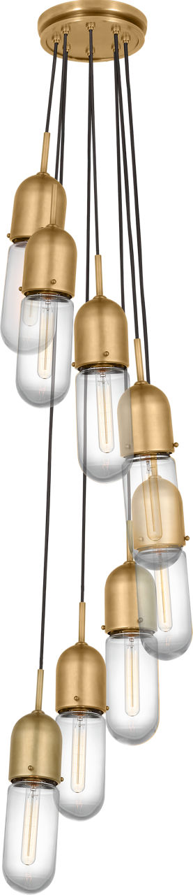 Junio 6-Light Pendant in Hand-Rubbed Antique Brass with Clear Glass