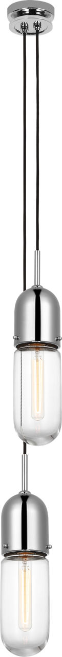 Junio 2-Light Pendant in Polished Nickel with Clear Glass