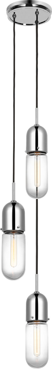 Junio 3-Light Pendant in Polished Nickel with Clear Glass