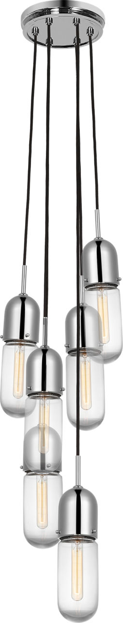 Junio 6-Light Pendant in Polished Nickel with Clear Glass