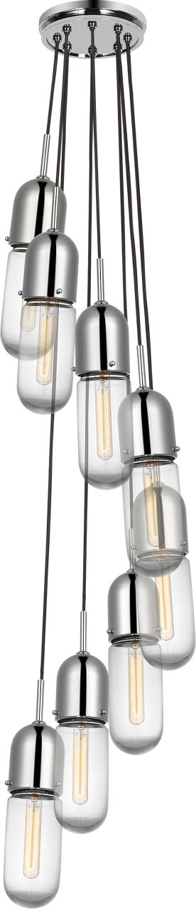 Junio 8-Light Pendant in Polished Nickel with Clear Glass