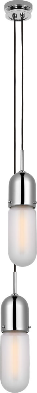 Junio 2-Light Pendant in Polished Nickel with Frosted Glass